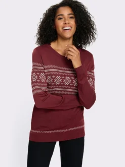 Langarm-Pullover mit Jacquardmuster