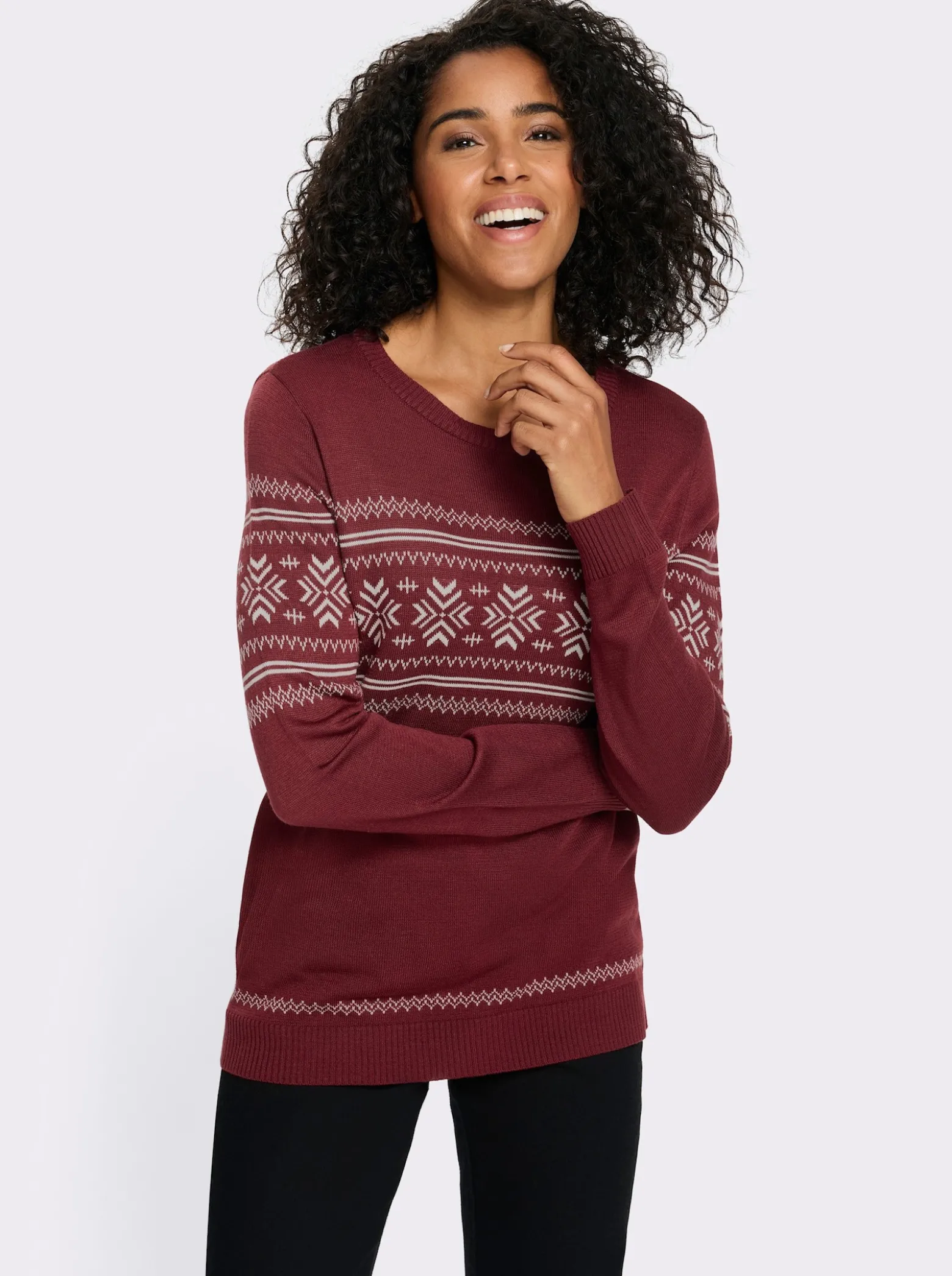 Langarm-Pullover mit Jacquardmuster