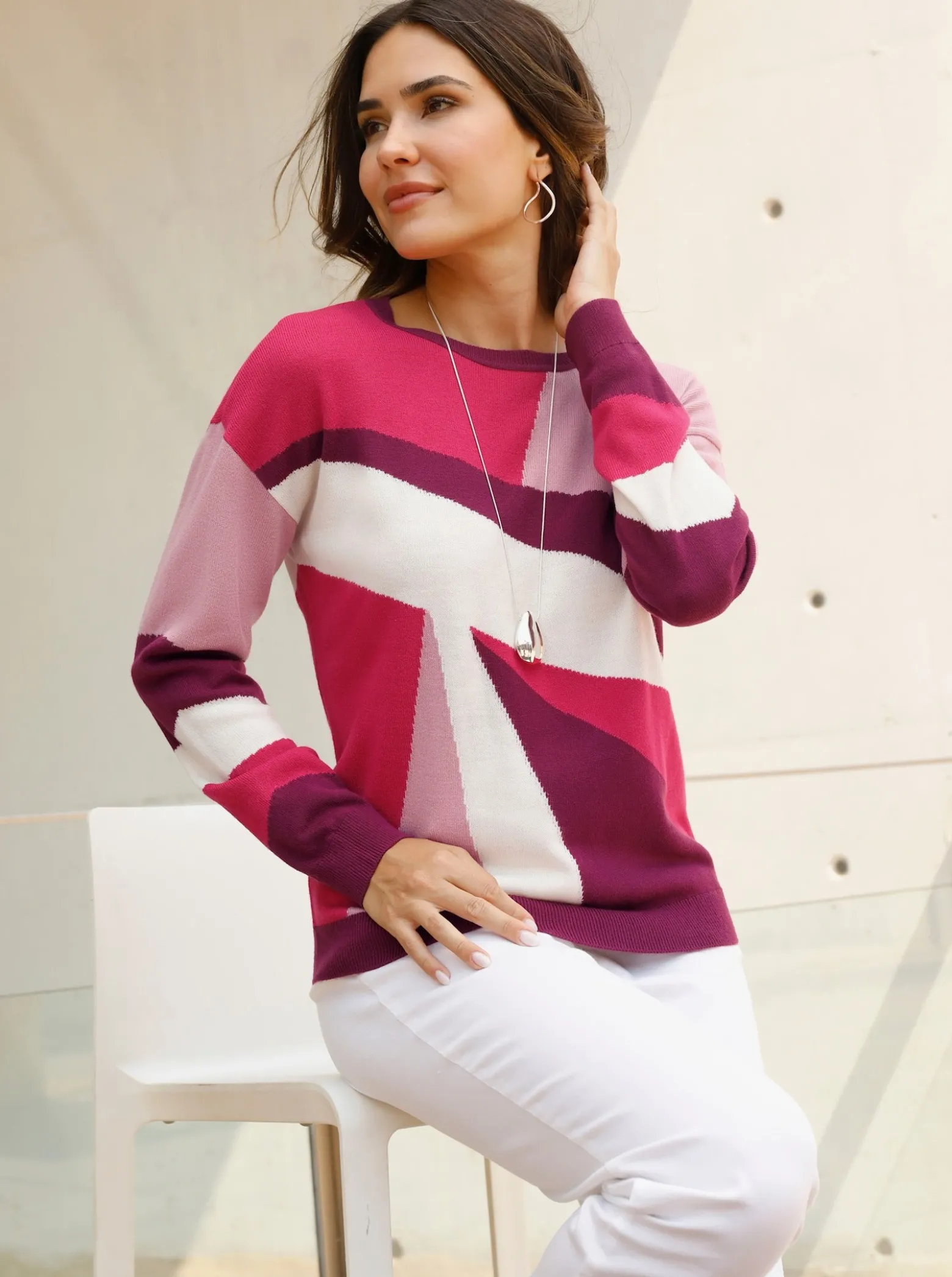 Langarm-Pullover mit Jacquard-Muster