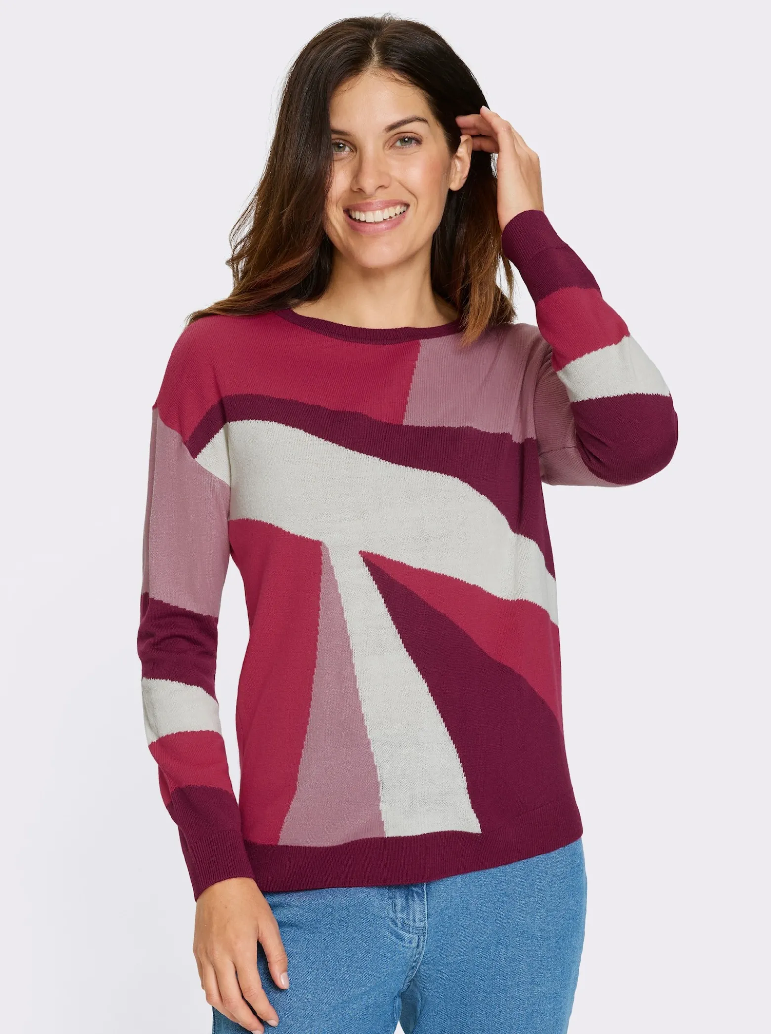 Langarm-Pullover mit Jacquard-Muster