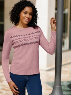Langarm-Pullover mit Jacquard-Muster