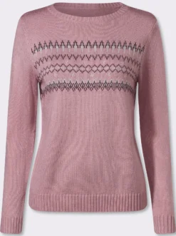 Langarm-Pullover mit Jacquard-Muster