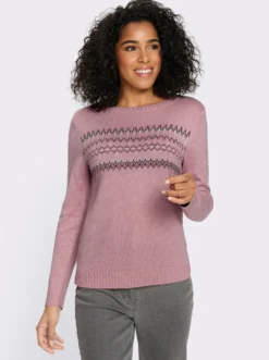 Langarm-Pullover mit Jacquard-Muster
