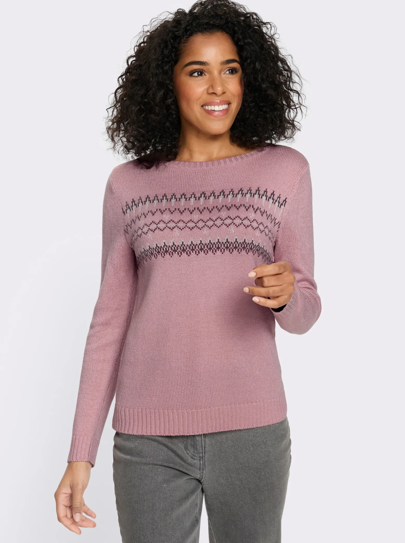 Langarm-Pullover mit Jacquard-Muster
