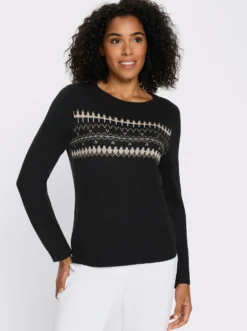 Langarm-Pullover mit Jacquard-Muster