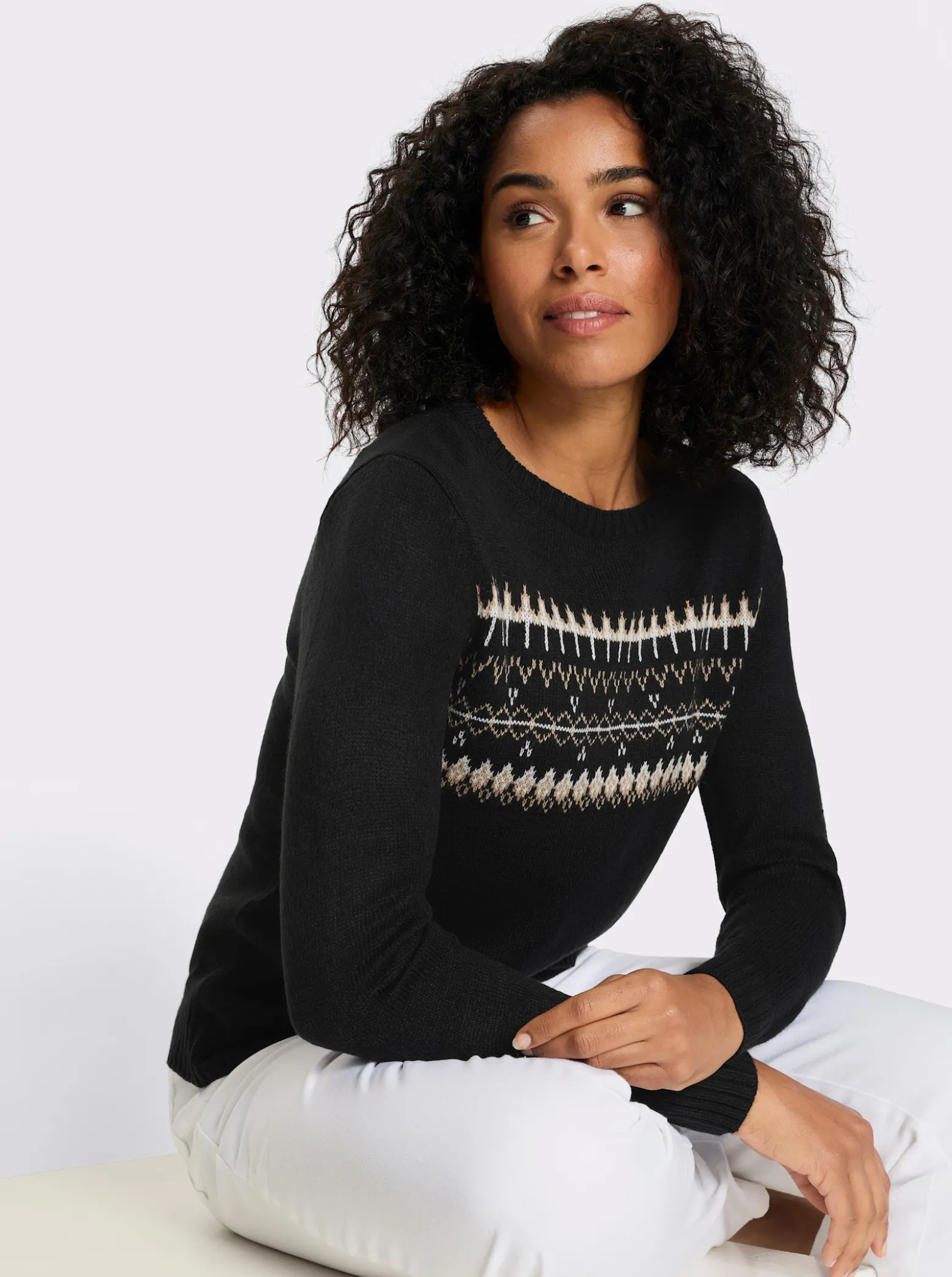 Langarm-Pullover mit Jacquard-Muster