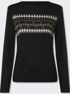 Langarm-Pullover mit Jacquard-Muster