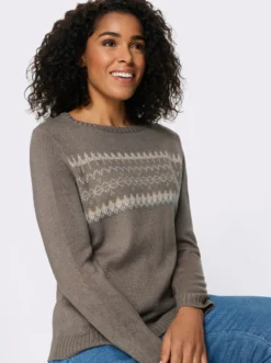 Langarm-Pullover mit Jacquard-Muster