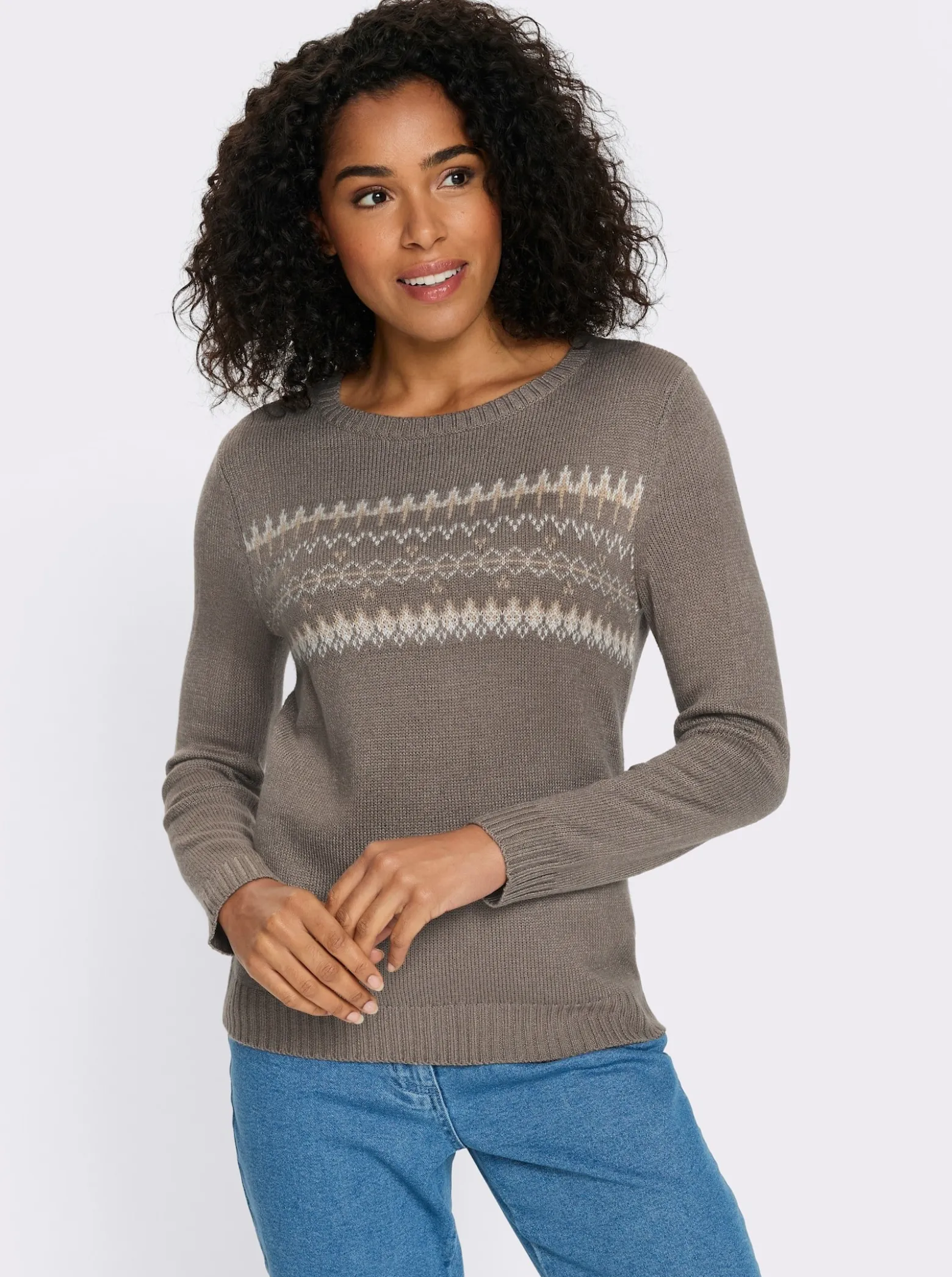 Langarm-Pullover mit Jacquard-Muster