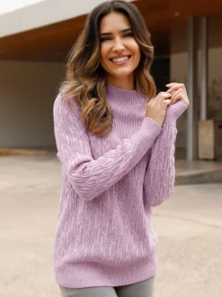 Langarm-Pullover mit Kelchkragen