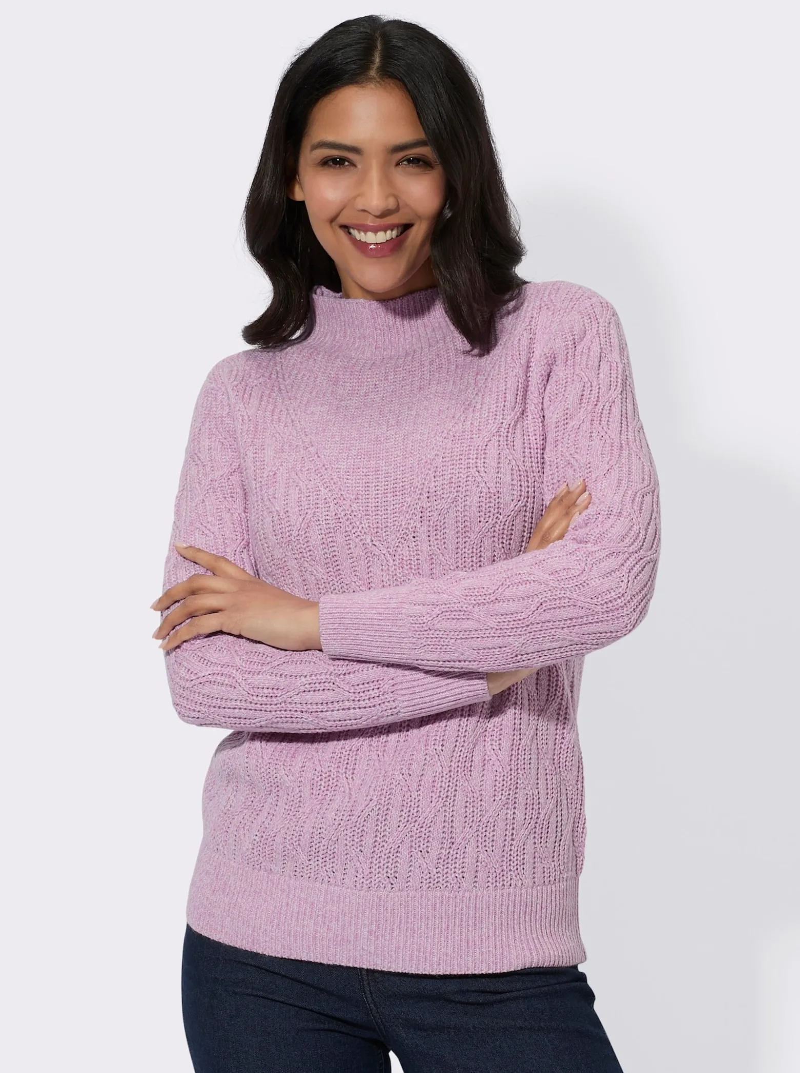 Langarm-Pullover mit Kelchkragen