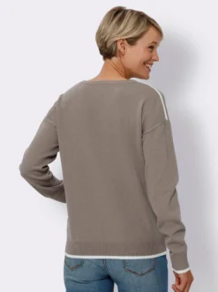 Langarm-Pullover mit Kontraststreifen