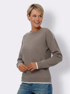 Langarm-Pullover mit Kontraststreifen