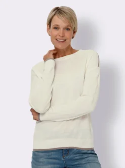 Langarm-Pullover mit Kontraststreifen