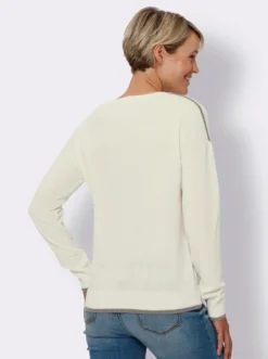 Langarm-Pullover mit Kontraststreifen