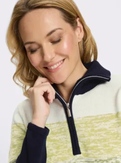 Langarm-Pullover mit kurzem Reißverschluss