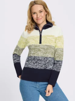Langarm-Pullover mit kurzem Reißverschluss