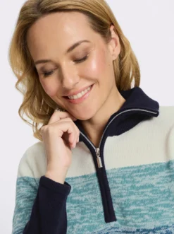 Langarm-Pullover mit kurzem Reißverschluss
