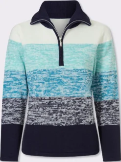 Langarm-Pullover mit kurzem Reißverschluss
