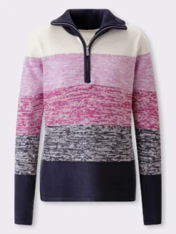 Langarm-Pullover mit kurzem Reißverschluss