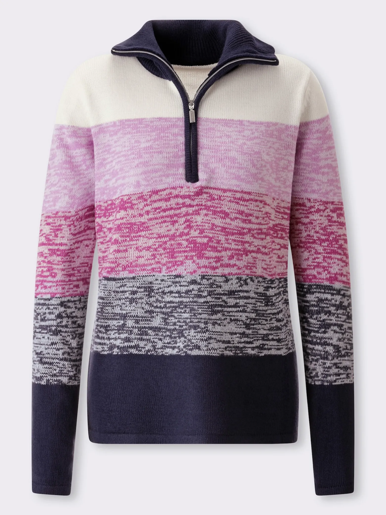 Langarm-Pullover mit kurzem Reißverschluss