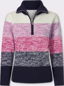 Langarm-Pullover mit kurzem Reißverschluss