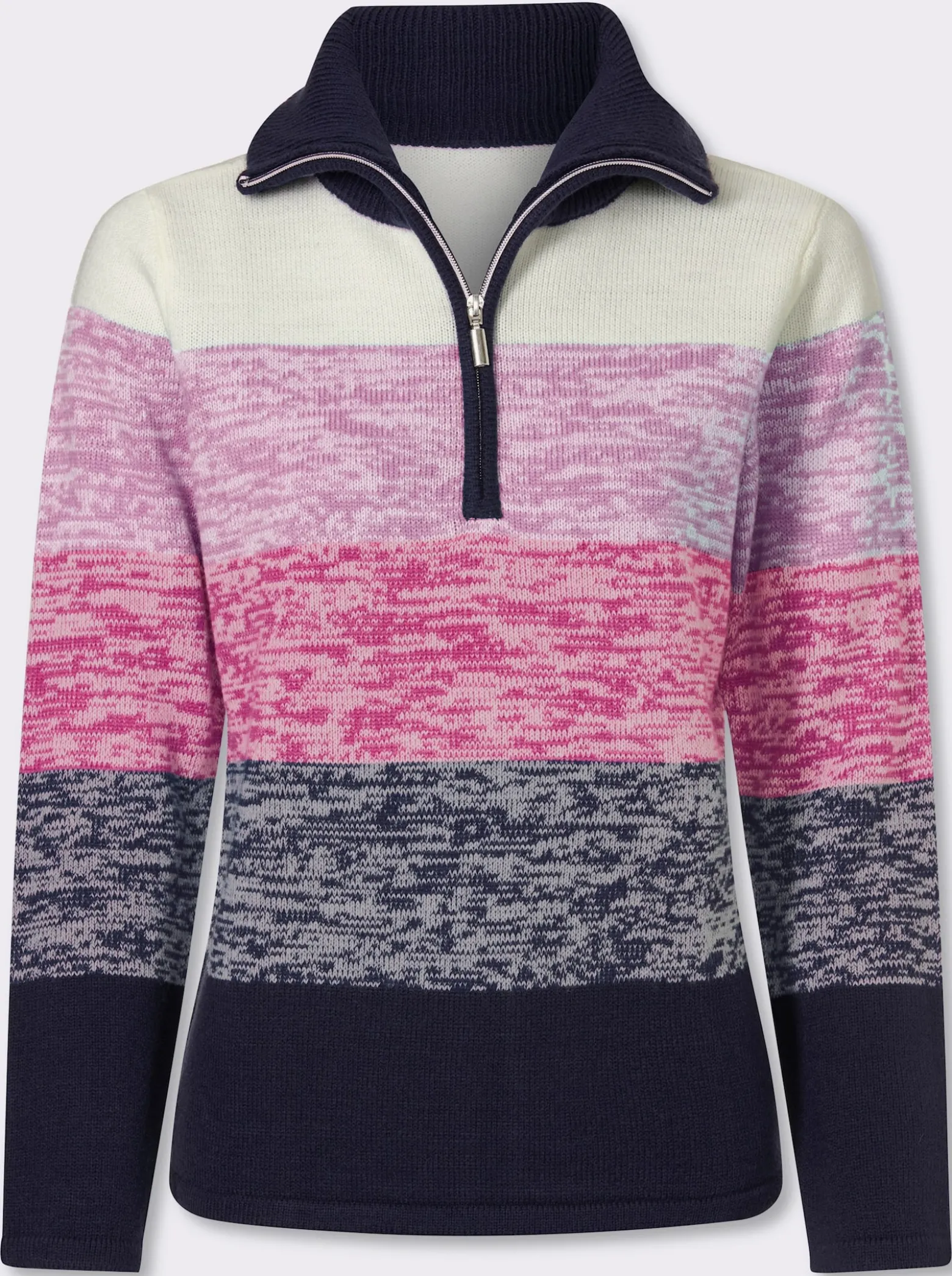 Langarm-Pullover mit kurzem Reißverschluss