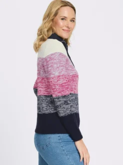 Langarm-Pullover mit kurzem Reißverschluss