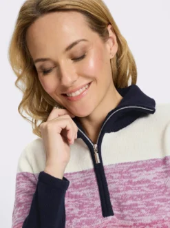Langarm-Pullover mit kurzem Reißverschluss