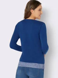 Langarm-Pullover mit Melange-Partien