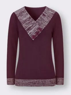 Langarm-Pullover mit Melange-Partien