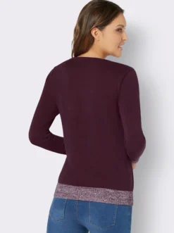 Langarm-Pullover mit Melange-Partien