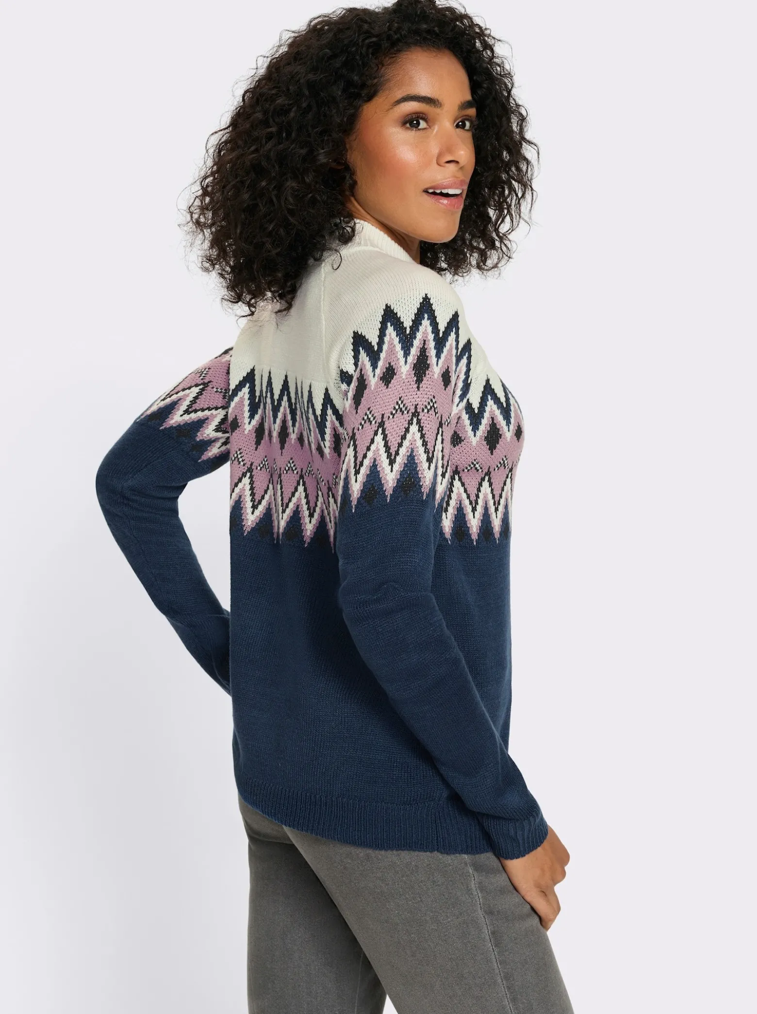 Langarm-Pullover mit Norweger-Muster