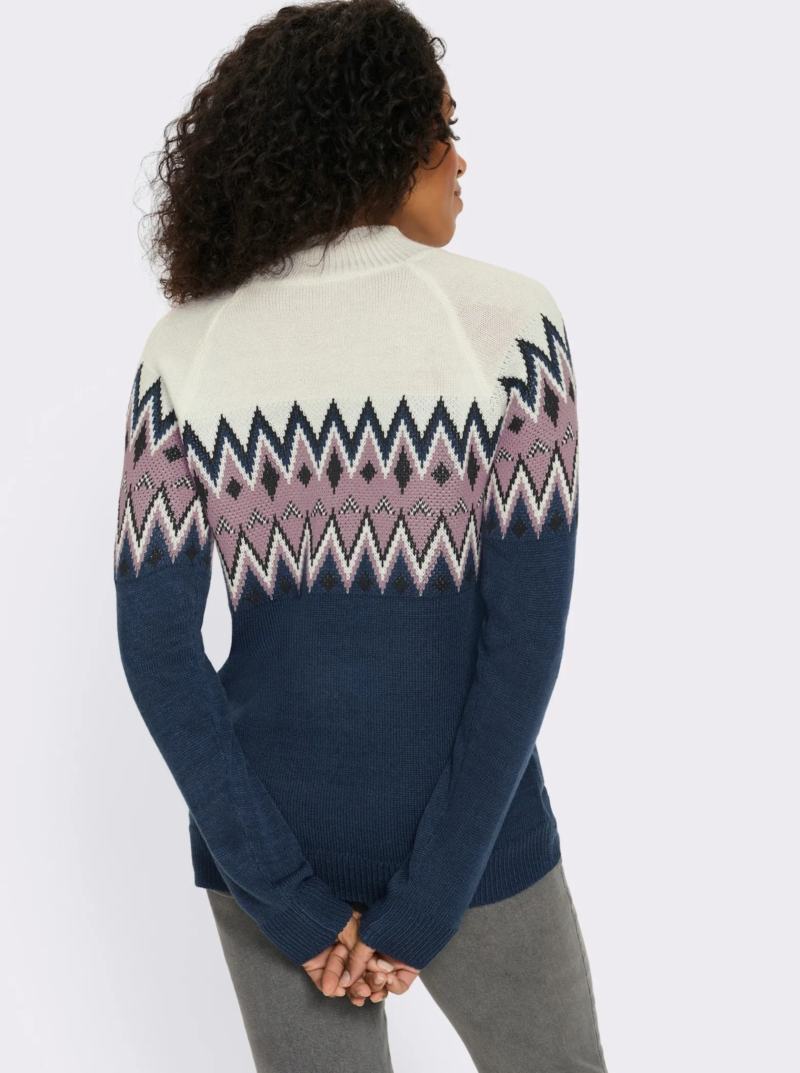 Langarm-Pullover mit Norweger-Muster