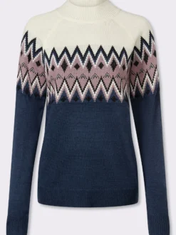 Langarm-Pullover mit Norweger-Muster