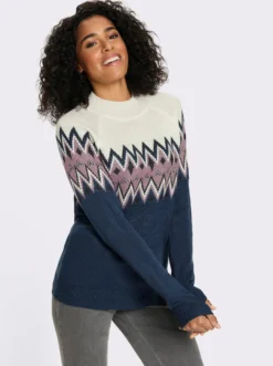 Langarm-Pullover mit Norweger-Muster