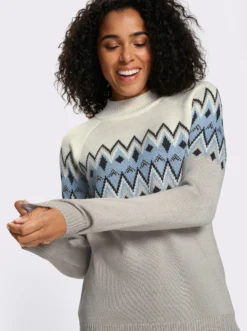Langarm-Pullover mit Norweger-Muster