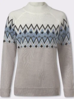 Langarm-Pullover mit Norweger-Muster