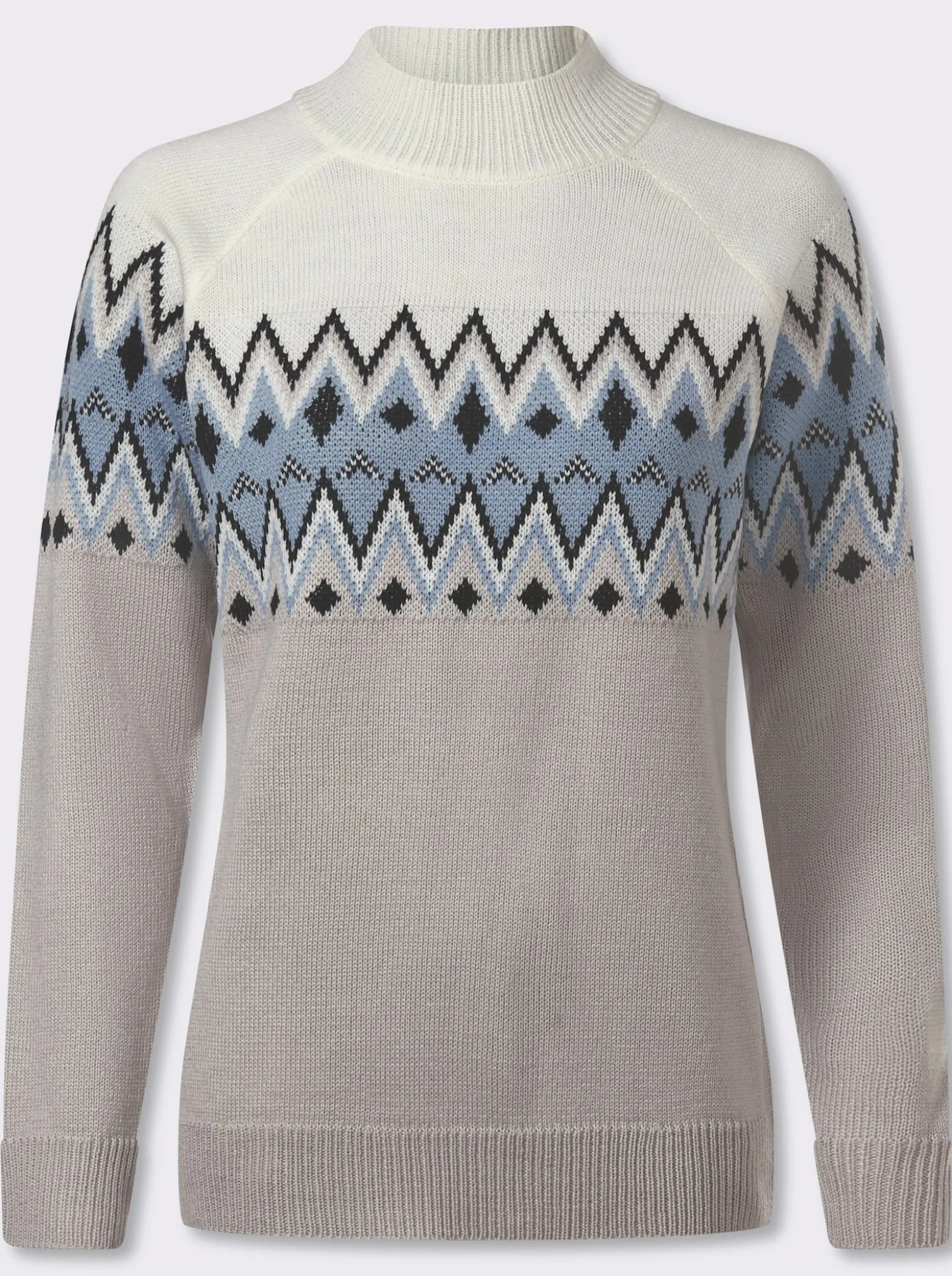 Langarm-Pullover mit Norweger-Muster