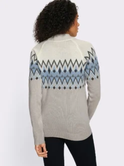 Langarm-Pullover mit Norweger-Muster