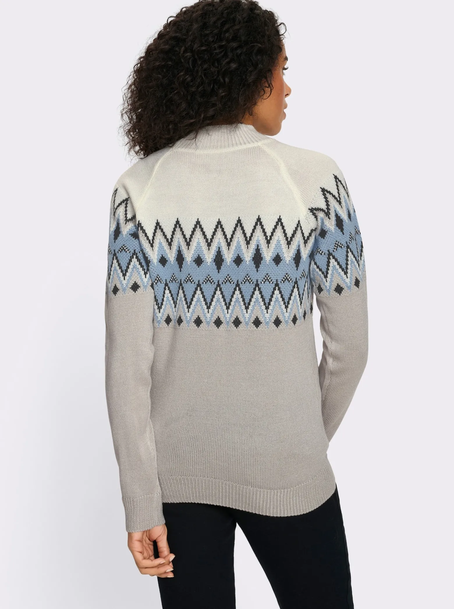 Langarm-Pullover mit Norweger-Muster