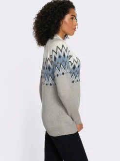 Langarm-Pullover mit Norweger-Muster