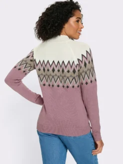 Langarm-Pullover mit Norweger-Muster