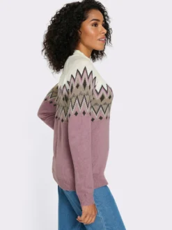 Langarm-Pullover mit Norweger-Muster