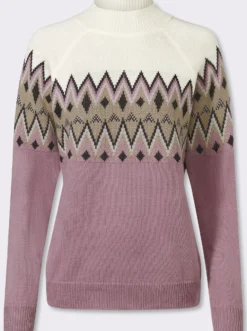 Langarm-Pullover mit Norweger-Muster