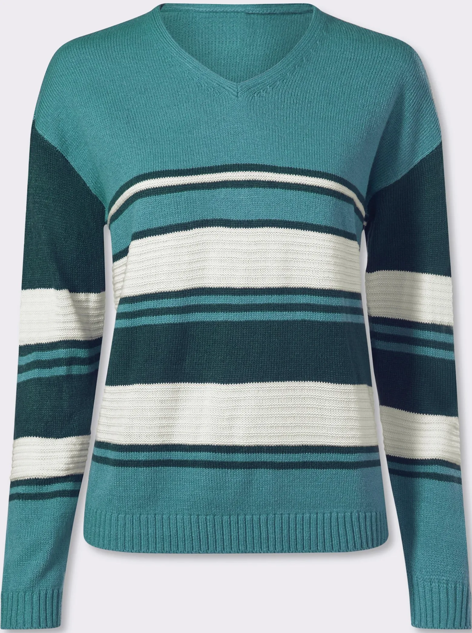 Langarm-Pullover mit platziertem Streifen-Muster
