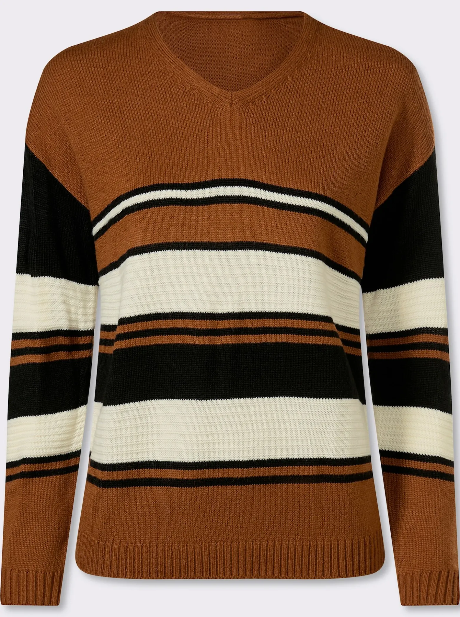 Langarm-Pullover mit platziertem Streifen-Muster
