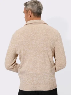 Langarm-Pullover mit platziertem Zopfmuster