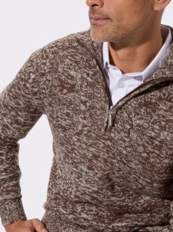 Langarm-Pullover mit platziertem Zopfmuster