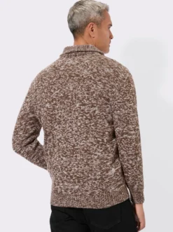 Langarm-Pullover mit platziertem Zopfmuster